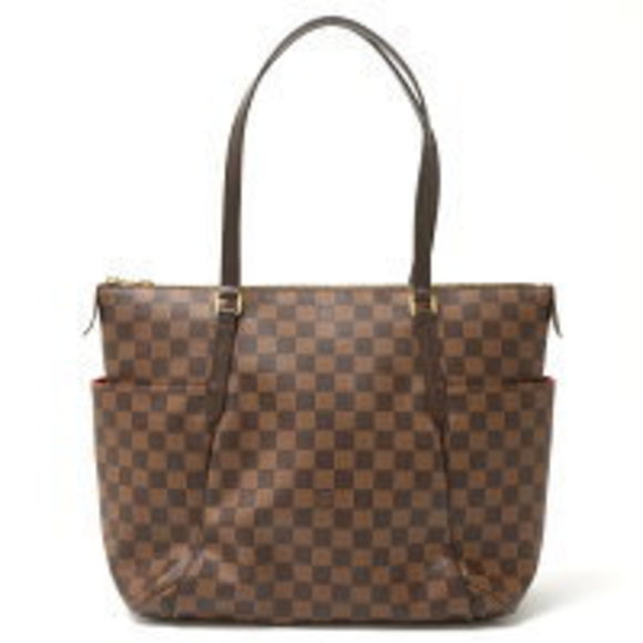 Louis Vuitton Totally Shoulder Bag Damier Ebene Leather Brown Red - Picture 1 of 7